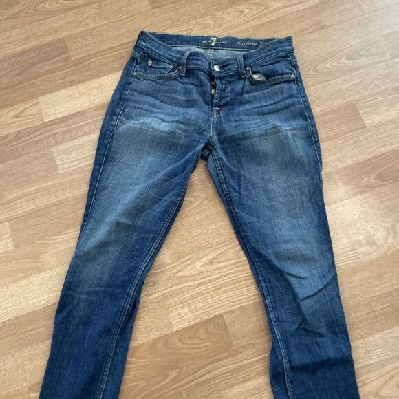 7 FOR ALL MAN KIND Josefina Skinny Boyfriend Dark Blue Wash Denim Jeans Size 25 - Picture 9 of 11